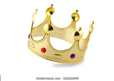 Gold Crown Isolated On The White