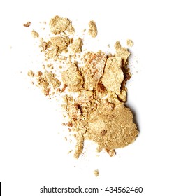 Gold Crumbled Eyeshadow On White Background