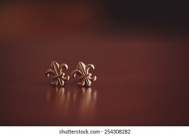 Gold Cufflinks Closeup.