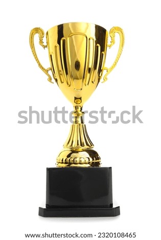 Gold cup on white background