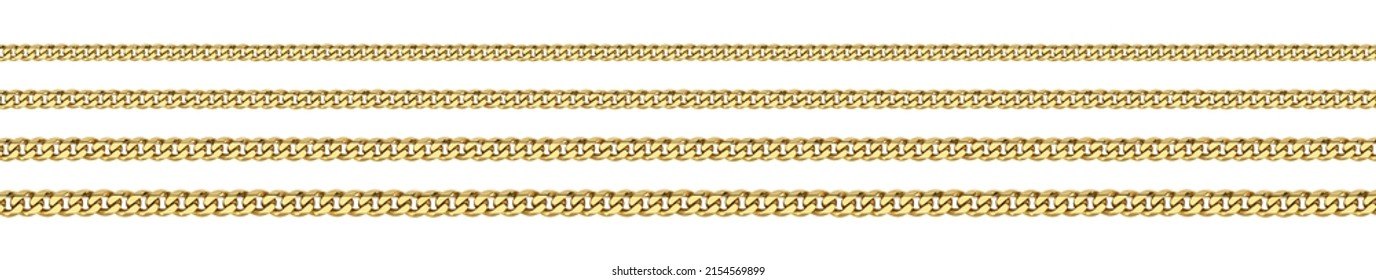 Gold Curb Chain On White Background