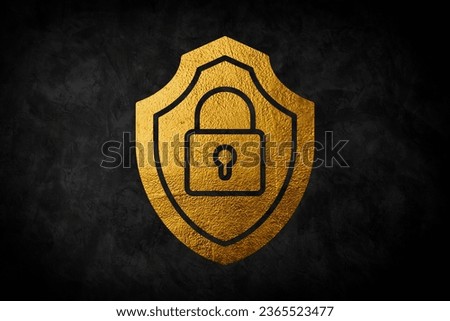 Gold Cyber security icon isolated on white background. Closed padlock on digital circuit board. Safety concept. Digital data protection. 3d illustration 3D render.