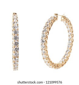 Gold CZ Hoop Earrings