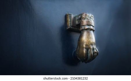 Gold Door Knocker , A Hand, Old Style