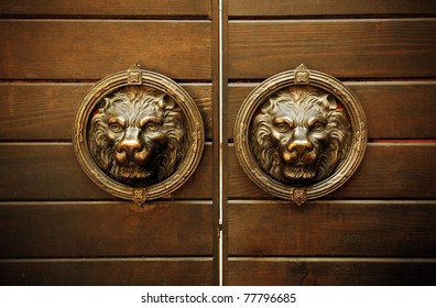 Gold Door Knocker With Lion