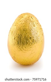 Gold Easter Egg Isolated On A White Background