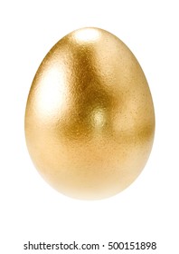 Gold Egg On White Background Isolated With Path.