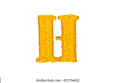 Gold Embroidery Designs alphabet H isolate on white background