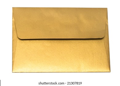 Gold Envelope Isolated On White Background