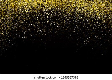 Gold falling sparkles black background  Festive concept 