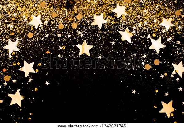 Gold Falling Sparkles On Black Background Stock Photo (Edit Now) 1242021745