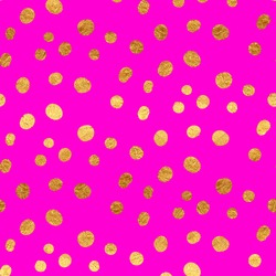 Gold Faux Foil Metallic Dots Hot Pink Magenta Background Pattern Texture