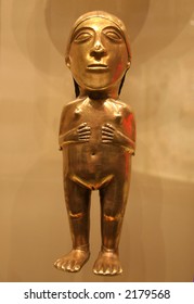 Gold Female Statue In American Native Indian Museum, Washington DC