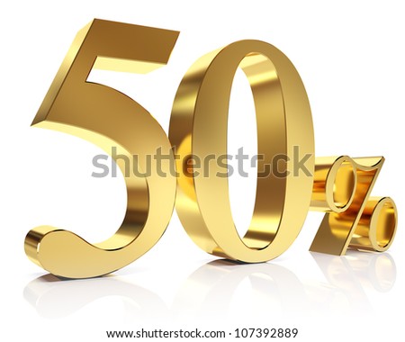 Gold fifty percent discount symbol