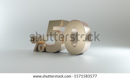 Gold fifty percent, isolated on white background. 50%