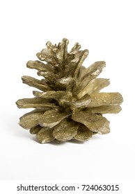 Gold Fir Cone On A White Background Isolated