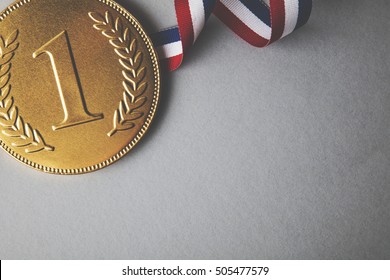 Gold First Place Winners Medal. Success Achievement Concept