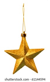 Gold Five Pointed Star Christmas Decoration For Haging On Tree