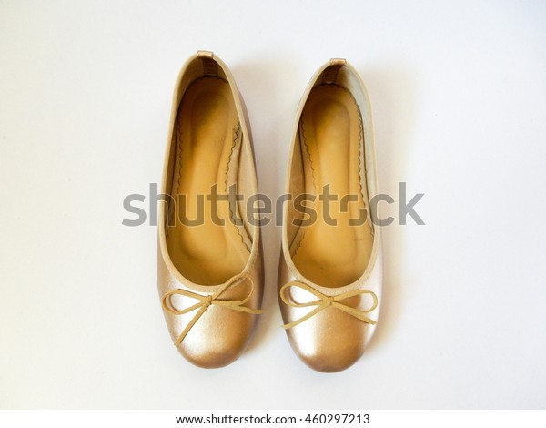 gold flat shoes