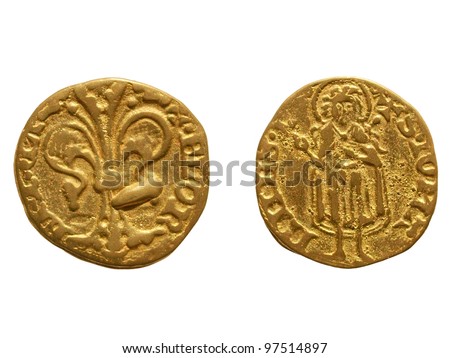 Gold Florin (Fiorino d'oro) coin issued circa 1256 in Florence, Italy - reading 