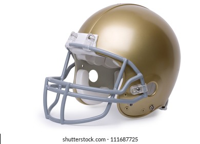 Gold Football Helmet Isolated On White
