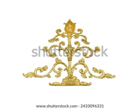 Gold frame carving stucco design for decorative isolated on white background , clipping path