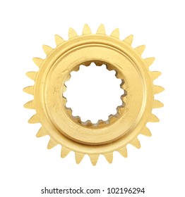 Gold Gear Isolated On White Background