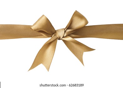 gold gift bow isolated on white