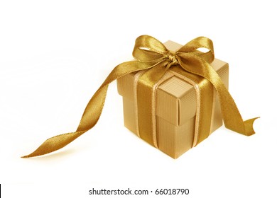 Gold Gift Box With Gold Ribbon