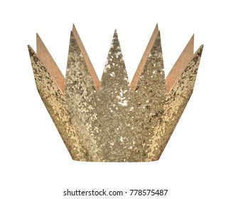 Gold Glitter Birthday Crown Isolated White