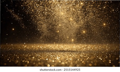 Gold glitter dust sparkles against a black background, symbolizing luxury and celebration for various festive occasions - Powered by Shutterstock