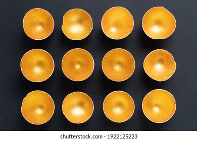 Gold glitter eggshell on a black background. Creative glowing easter design template for advertising banner. Equality and inequality concept. Glamorous eggs. Splurge concept.  - Shutterstock ID 1922125223