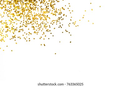 Gold Glitter Isolated On White Background Decoration Party Merry Christmas Happy New Year Backdrop Design