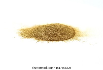 Gold Glitter Powder On White Background