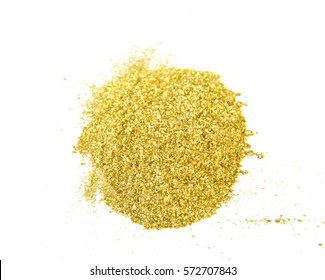   Gold Glitter Powder On White Background