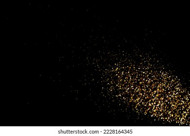 Gold glitter powder sparkling on black background.Close-up gold glitter powder,abstac dust golden light has bokeh,golden glitter texture christmas  - Powered by Shutterstock