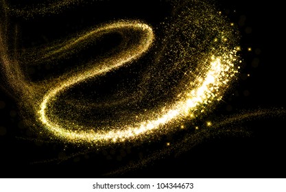 Gold glittering stars dust trail