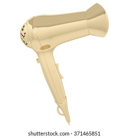 Gold Hair Dryer Isolated