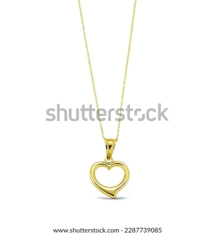 Gold heart necklace isolated on white background Foto d'archivio © 