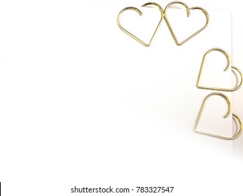 Gold Heart  Paper Clips On Top And Right Corner Of Paper