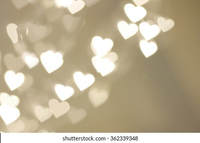 Gold Heart Shape Bokeh Background