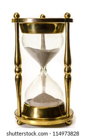 Gold Hourglass Isolated On White Background.