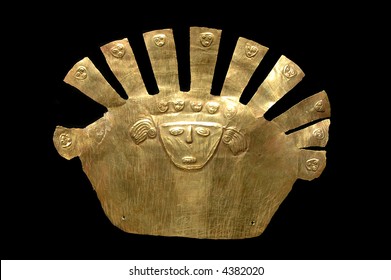 Gold Inca Mask With Black Background