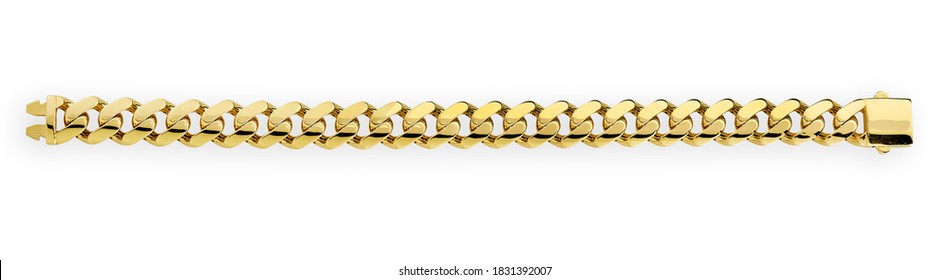 Gold jewellery. Gold chain isolated(hand made)