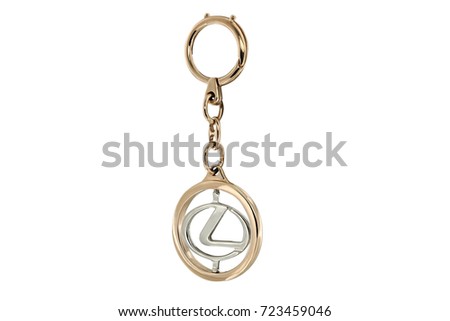 Gold keychain isolated on white background