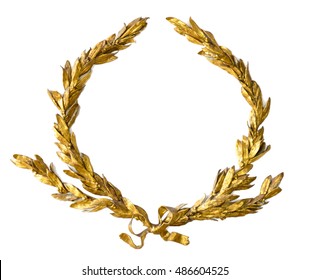 Gold Laurel Wreath Isolated On White