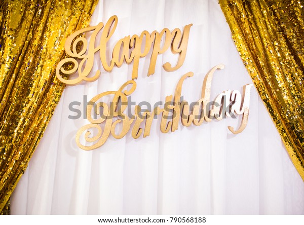 gold lettering happy birthday on white stock photo edit now 790568188