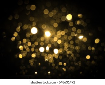 Gold Light Abstract Bokeh On Black Background