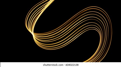 Gold Light Painting Photography Swirl Parallel Lines Curve