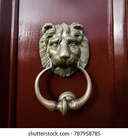 Gold Lion Door Knocker On Maroon Stock Photo 787958785 | Shutterstock